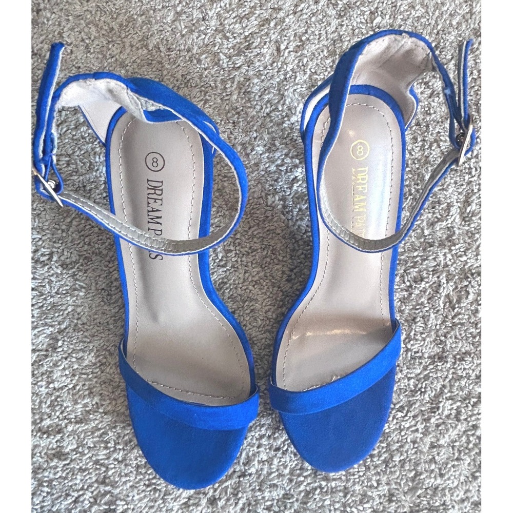 DREAM PAIRS KARRIE Royal‎ Blue Ankle Strap High Heel Stiletto Sandals SZ 8 - Picture 9 of 11